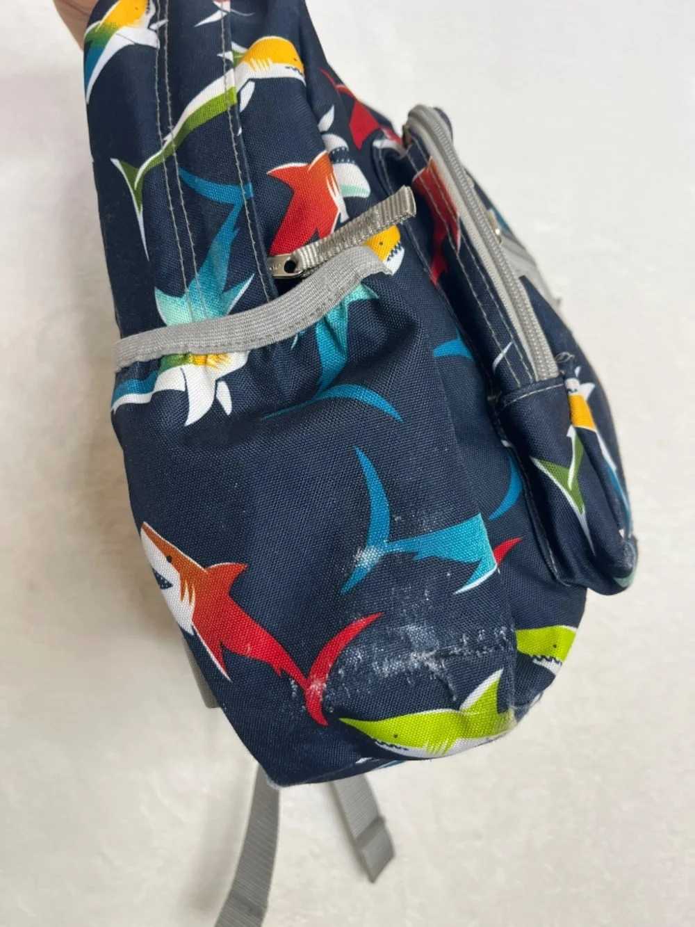 LL Bean Small Blue Shark Backpack Back to School Kids Mini 15” Travel Reflective
